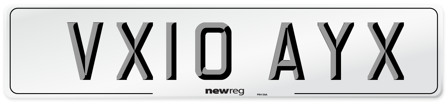VX10 AYX Number Plate from New Reg